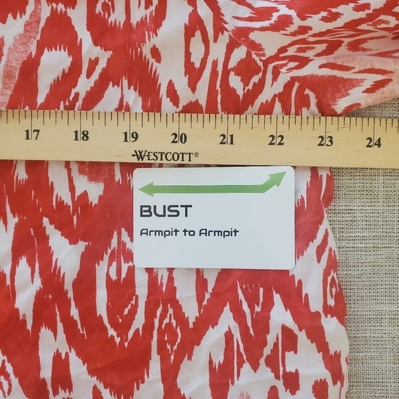 Chico's Size 1 100% Modal Ikat Fringe Tie Blouse - Picture 6 of 7